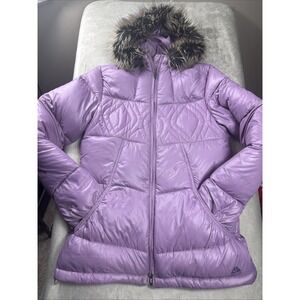 Nike ACG Down Jacket Women's S Purple Puffer Goose Down 550 Removable Fur Hood